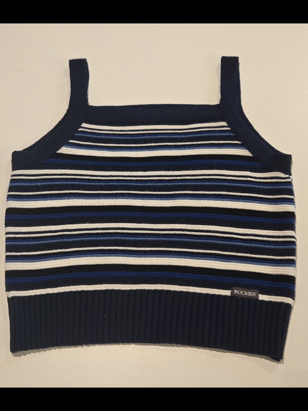 Rockies Striped Knit Tank Top - Navy, White & Royal Blue